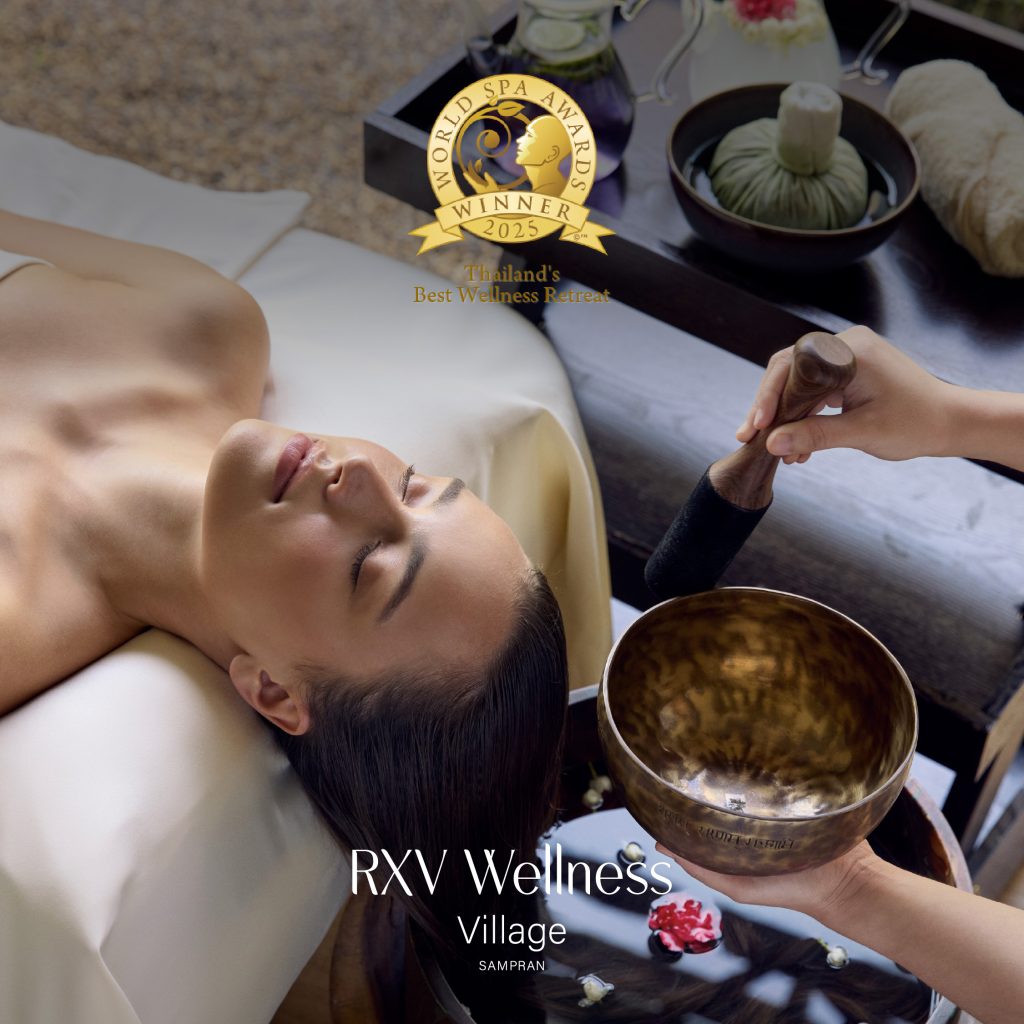 Guest enjoying a sound healing therapy session at RXV Wellness Village, winner of Thailand’s Best Wellness Retreat 2025