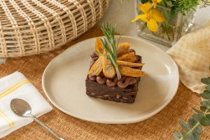 Healthy chocolate banana brownie served at RXV Wellness Village Sampran.